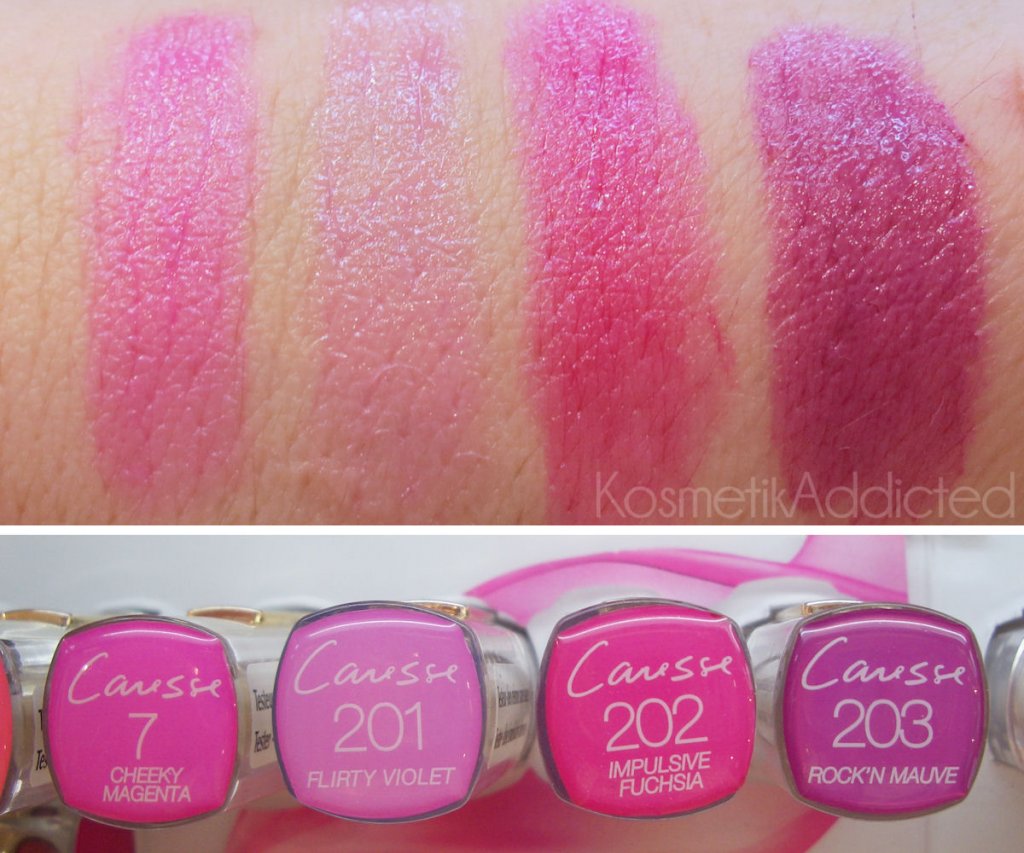 L'Oréal Caresse Lippenstifte 7 201 202 203 Swatches.JPG