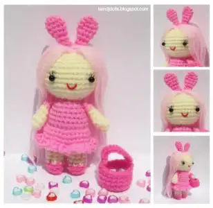 $5444.Pink Lady Amigurumi Doll Frame.webp