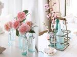 blue-vintage-glass-bottles-affordable-centerpiece-ideas-cherry-blossoms-pink-garden-roses.jpg